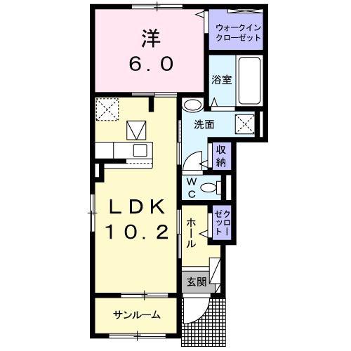 アルモニー II(1LDK/1階)の間取り写真