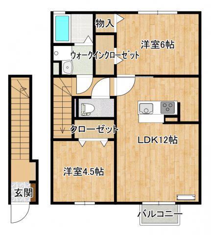 グランドール(2LDK/2階)の間取り写真