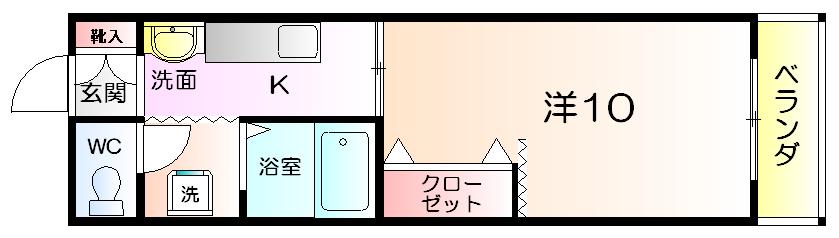 ウインドヴァリィI番館(1K/2階)の間取り写真