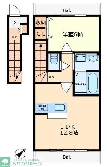 SWEET HOMEII(1LDK/2階)の間取り写真