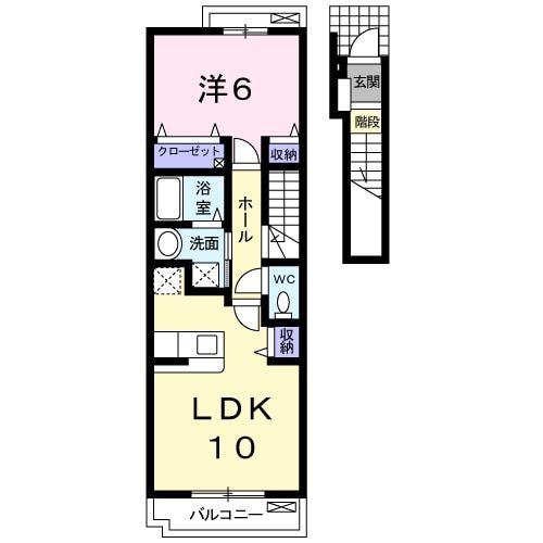 ラフレシール(1LDK/2階)の間取り写真