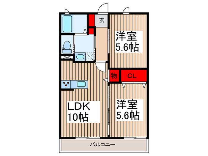 リッツII(2LDK/2階)の間取り写真