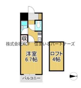 プライマリー久留米大南(1K/2階)の間取り写真