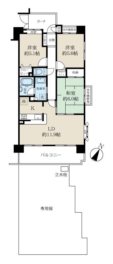 ダイアパレス湘南ライフタウンIII(3LDK/1階)の間取り写真