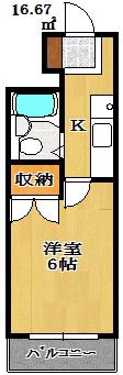 ロックグランデ船橋(1K/4階)の間取り写真