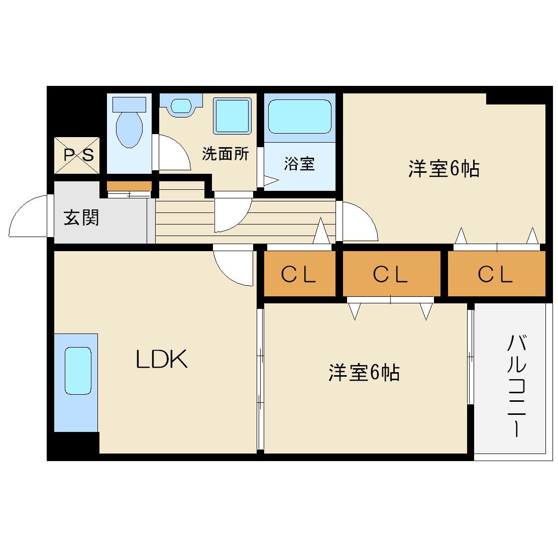 ドムス東梅田(2DK/2階)の間取り写真