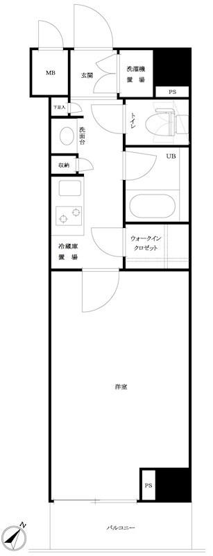 ルーブル浜松町(1K/2階)の間取り写真