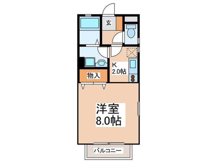 グランディール大下(1K/1階)の間取り写真