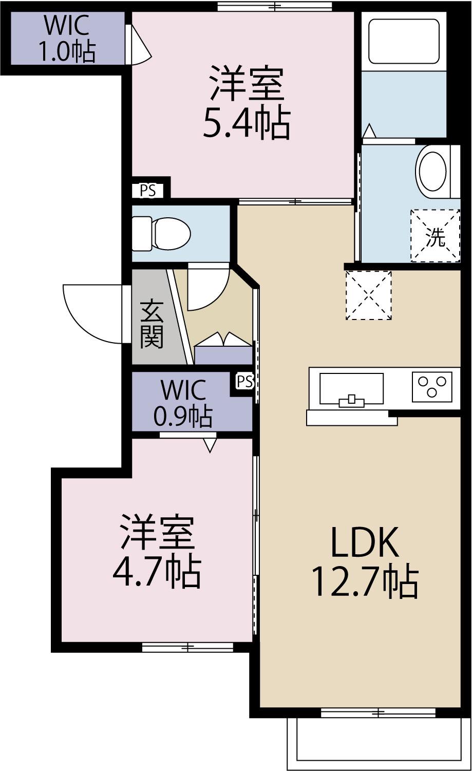 MAISON AILES(2LDK/1階)の間取り写真