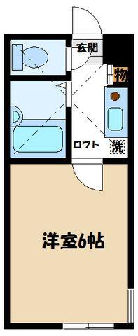 ロッシェル橋本6 2号棟(1K/2階)の間取り写真