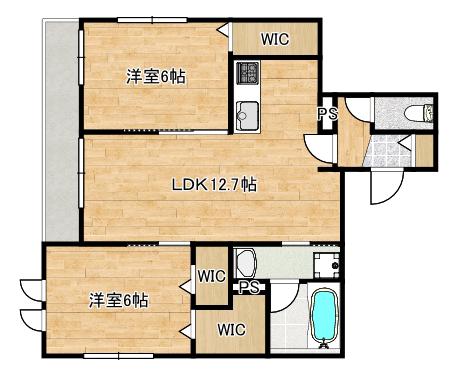 ヘーベルメゾンフォレスト(2LDK/2階)の間取り写真