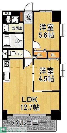 ＪＲ武蔵野線 吉川美南駅 徒歩6分 4階建 築13年(2LDK/1階)の間取り写真