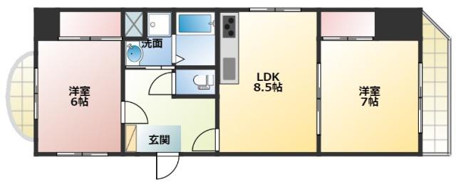 グレーシア庚午(2LDK/2階)の間取り写真