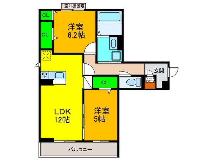 COZY COURT(2LDK/2階)の間取り写真