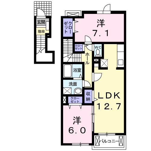 フォーリーフ・クローバー(2LDK/2階)の間取り写真