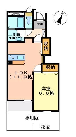 シャルマン シャトーレー(1LDK/1階)の間取り写真