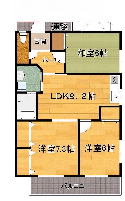 コーポベルジュール(3LDK/2階)の間取り写真