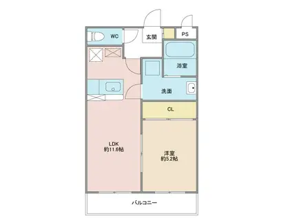 ウィンダム T-V(1LDK/1階)の間取り写真