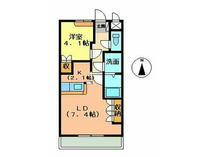 レジデンス城西I(1LDK/1階)の間取り写真