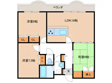 ドルチェ光陽(3LDK/3階)の間取り写真