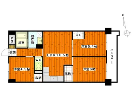 恵美寿マンション(3LDK/4階)の間取り写真