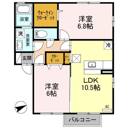 ハピネスヒル(2LDK/1階)の間取り写真