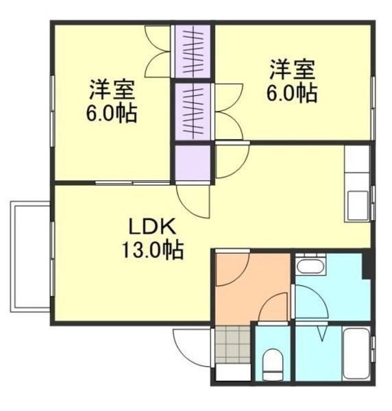 グランシャリオC棟(2LDK/2階)の間取り写真