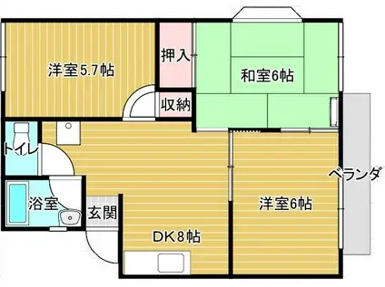 コーポみなみ(3DK/2階)の間取り写真