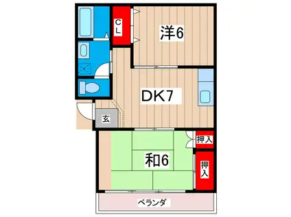 ファイネストI(2DK/1階)の間取り写真