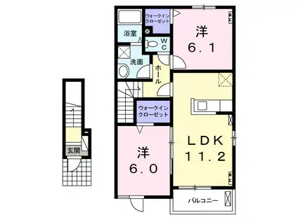 マ-キュリ-(2LDK/2階)の間取り写真