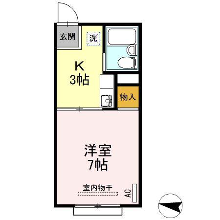 キャッスルハイツ(1K/2階)の間取り写真