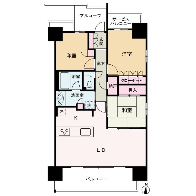 プラネスーペリア梅田北ブライトコンフォート(3LDK/5階)の間取り写真