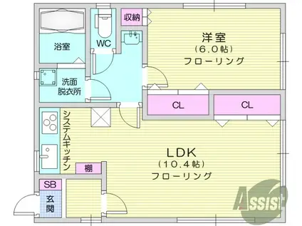 パークハイツ スリーセブン(1LDK/1階)の間取り写真