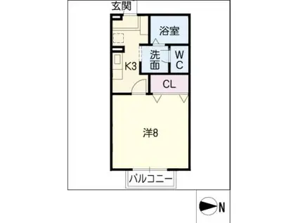 マ・メゾン大羽根(1K/1階)の間取り写真