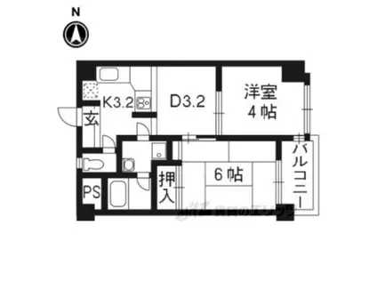 コスモハイツONO(2DK/2階)の間取り写真