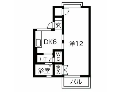 パークサイド梅里(1DK/2階)の間取り写真