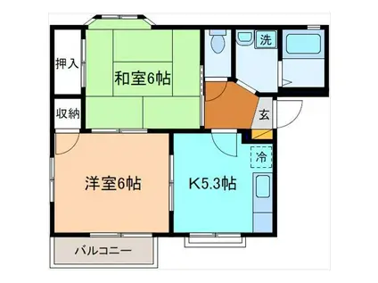 アベニューII C棟(2K/2階)の間取り写真