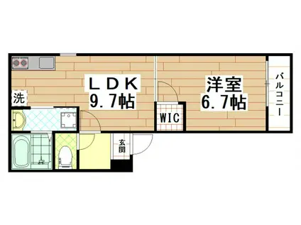フジパレス弥刀駅東(1LDK/1階)の間取り写真