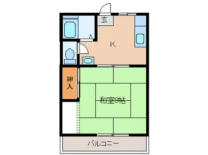 第二ワタナベコーポ(1K/2階)の間取り写真