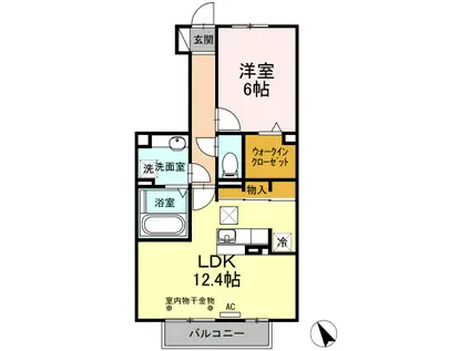アクア・コスミオンIII A棟(1LDK/1階)の間取り写真