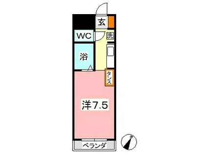 フォーバス I(ワンルーム/2階)の間取り写真