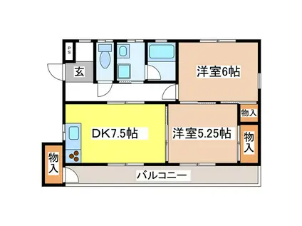 ディアスさくら2(2DK/2階)の間取り写真
