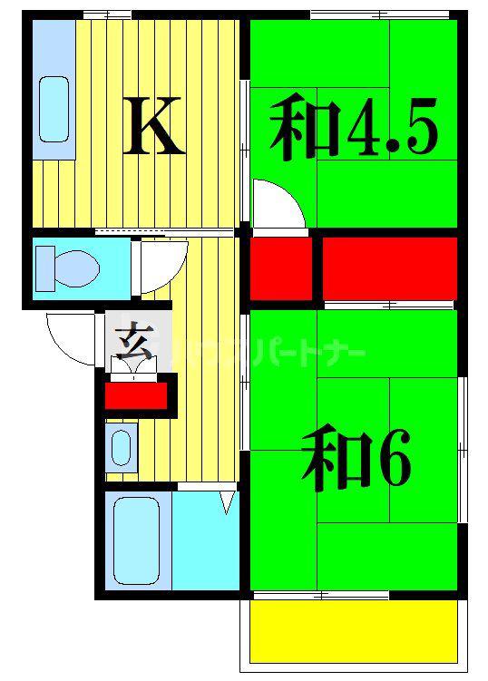 コーポ小川(2K/1階)の間取り写真