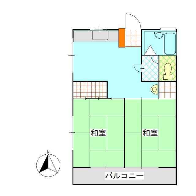 サニーハイツ(2DK/2階)の間取り写真