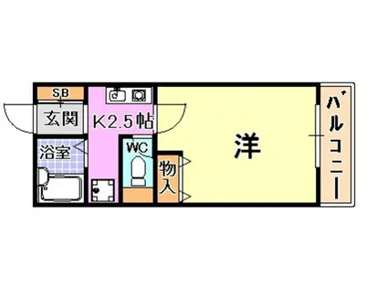 芦屋川ハイツ(1K/2階)の間取り写真