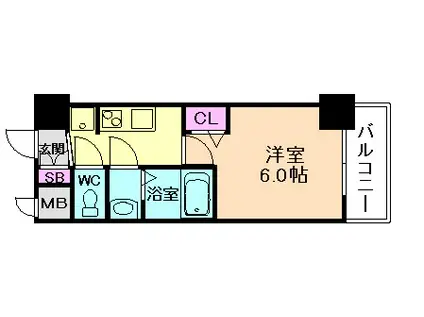 アドバンス大阪フルーヴ(1K/14階)の間取り写真