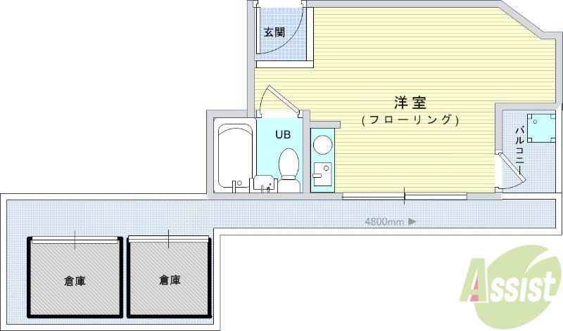 グローバル槻木(ワンルーム/1階)の間取り写真