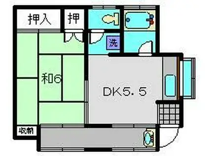 コーポホソヤ2号棟(2K/1階)の間取り写真