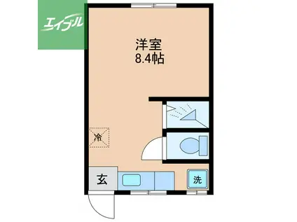 ハレ・ボヌール(ワンルーム/2階)の間取り写真