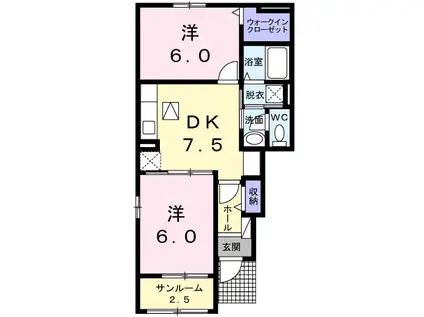 サンライズ野田 II(2DK/1階)の間取り写真